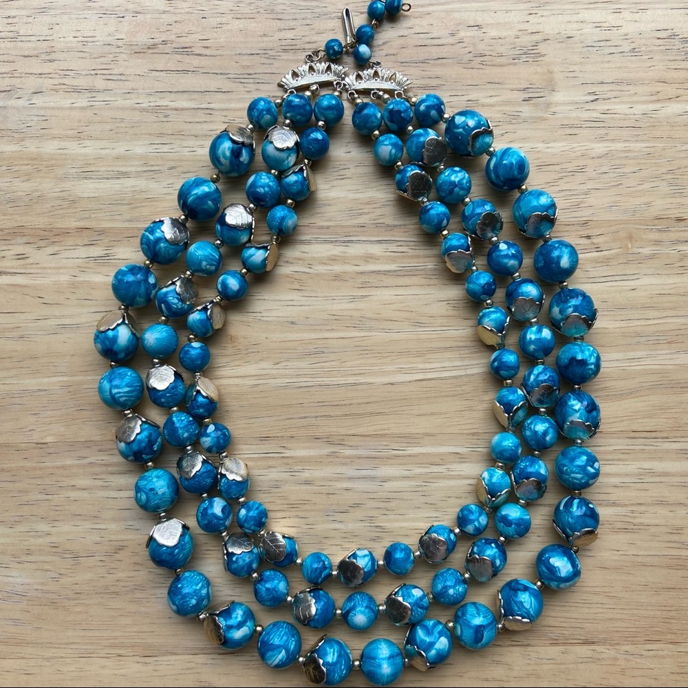 Blue Statement Beaded Necklace - Avon